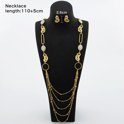 Long Necklaces with Earrings for Women Copper Waist Chain 110mm Vintage Pendant Trendy Wedding Party Jewelry Accessories Gifts