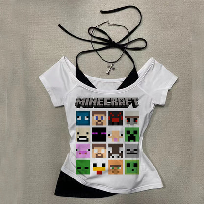 Woman Clothes for Women Trashy Y2k 2000s Tops With Suspenders Female Clothing Crop Top Sexys Summer Women's Cropped Emo Corset