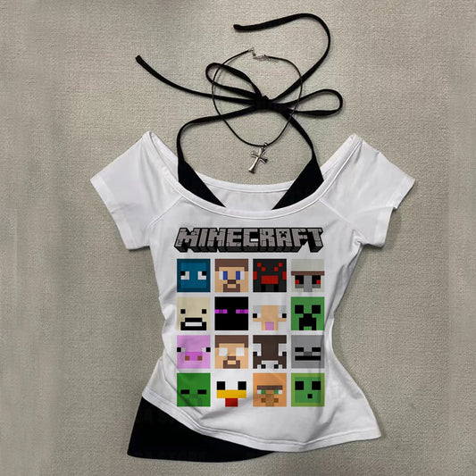 Woman Clothes for Women Trashy Y2k 2000s Tops With Suspenders Female Clothing Crop Top Sexys Summer Women's Cropped Emo Corset