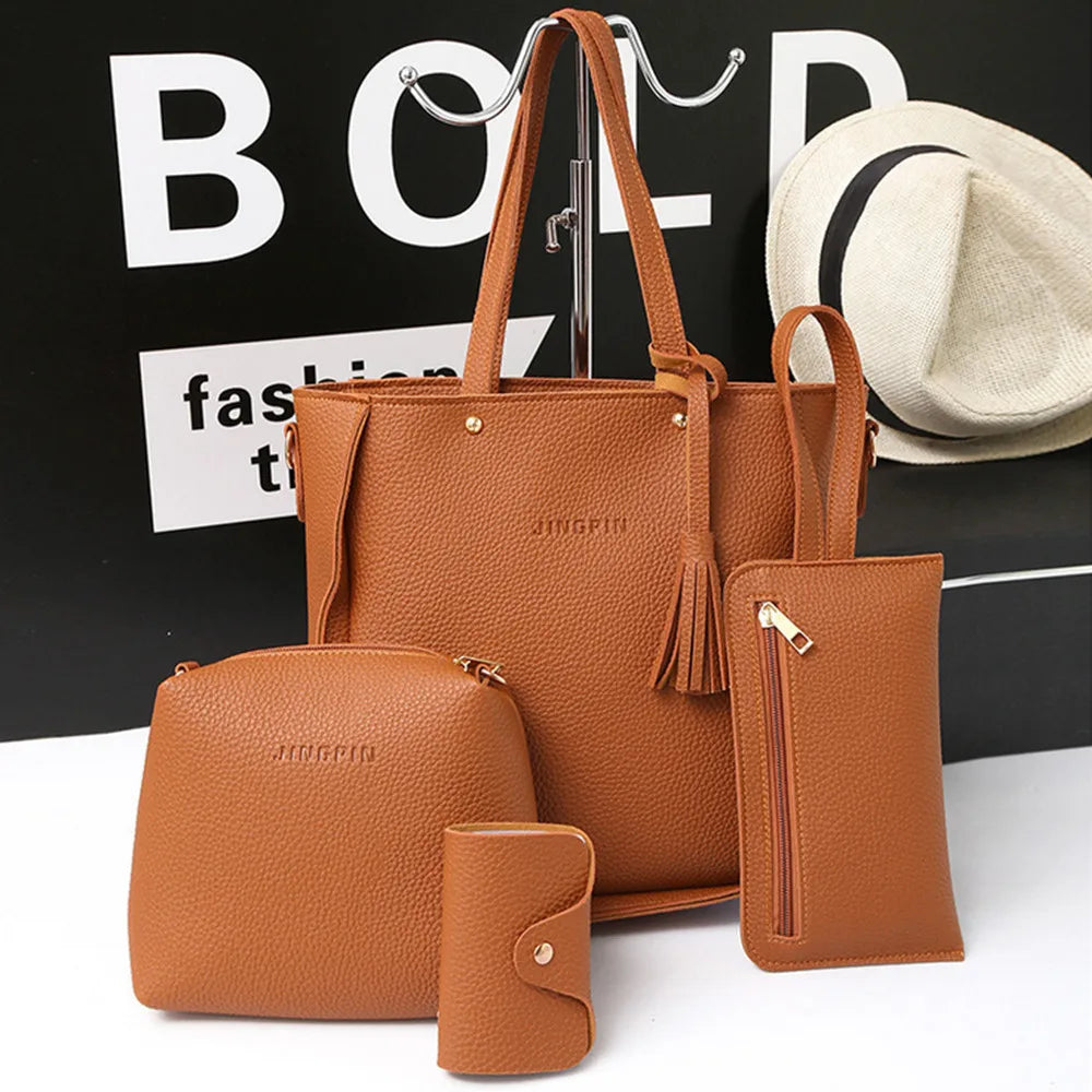 Women Four Set Handbag Shoulder Bags Four Pieces Tote Bag Crossbody Wallet Bags Women'S Handbag Sac à Mains Femme Bolsos Mujer