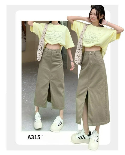 Casual High Quality Maxi Denim Skirts for Women Summer 2025 Fashion White Jeans Dress Long Y2k Medium-length A- Line Skirt Denim