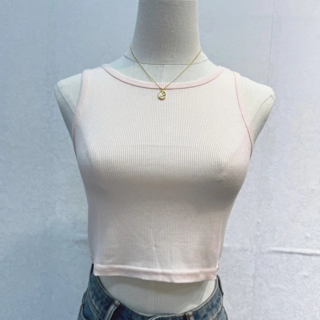 Women's Tank Top Crop Sexy Off Shoulder O Neck Solid Ribbed Knitted Casual Sport Vest Basic Elastic Camisole