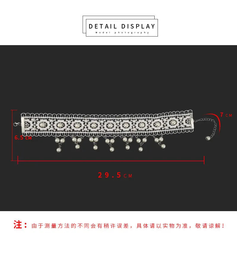 White Necklace Pearl Lace Women Fashion Necklace Earrings lolita Accessories