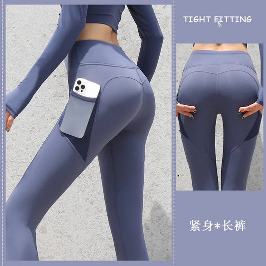 2024 Yoga Pants With Pocket Women Leggings For Fitness Nylon High Waist Long Pants Women Hip Push UP Tights Women Gym Clothing