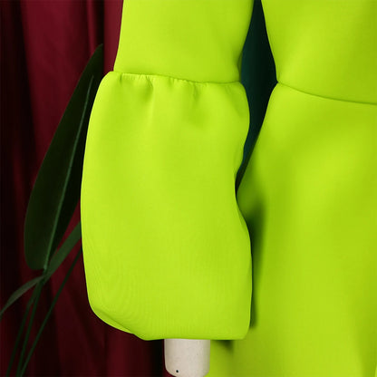 Elegant Dresses for Women Bow Collar Full Sleeve High Waisted A Line Mid Calf Luxury Female Birthday Party Dinner Vestidos Mujer