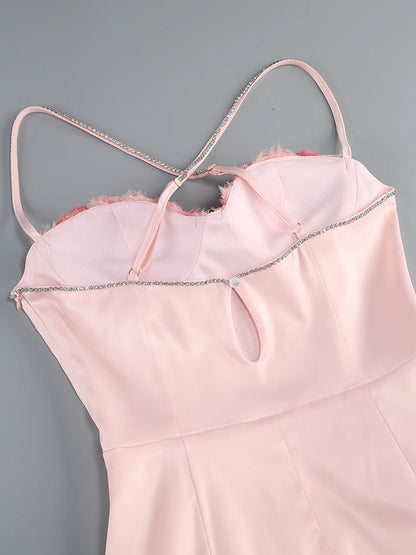 Elegant Party Dresses for Women 2024 Luxury Dress Birthday Outfits Sexy Pink Patwork Evening Gowns Women's Clothes Prom Gown