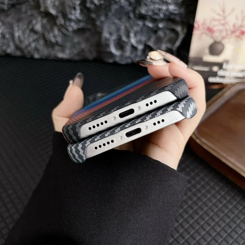 Simple Slim Matte Carbon Fiber Frameless Phone Cases for iPhone Shockproof Hard Cover 16 15 14 plus 13 12 pro Max 11 Half Pack