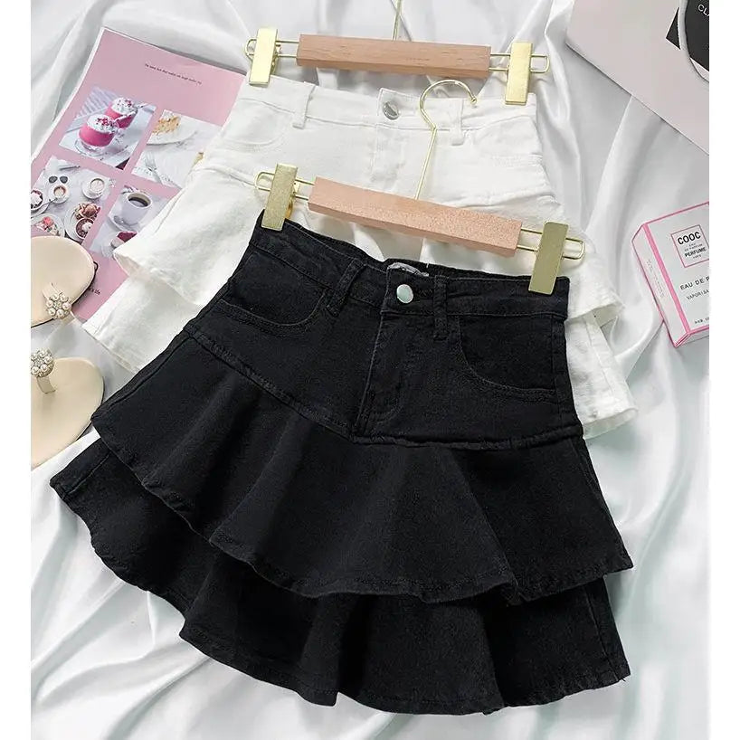 Girls Skirt 2023 New Fashionable Spring and Summer Elastic Waist Casual Simple Solid Color Sweet Girls Mini Skirts