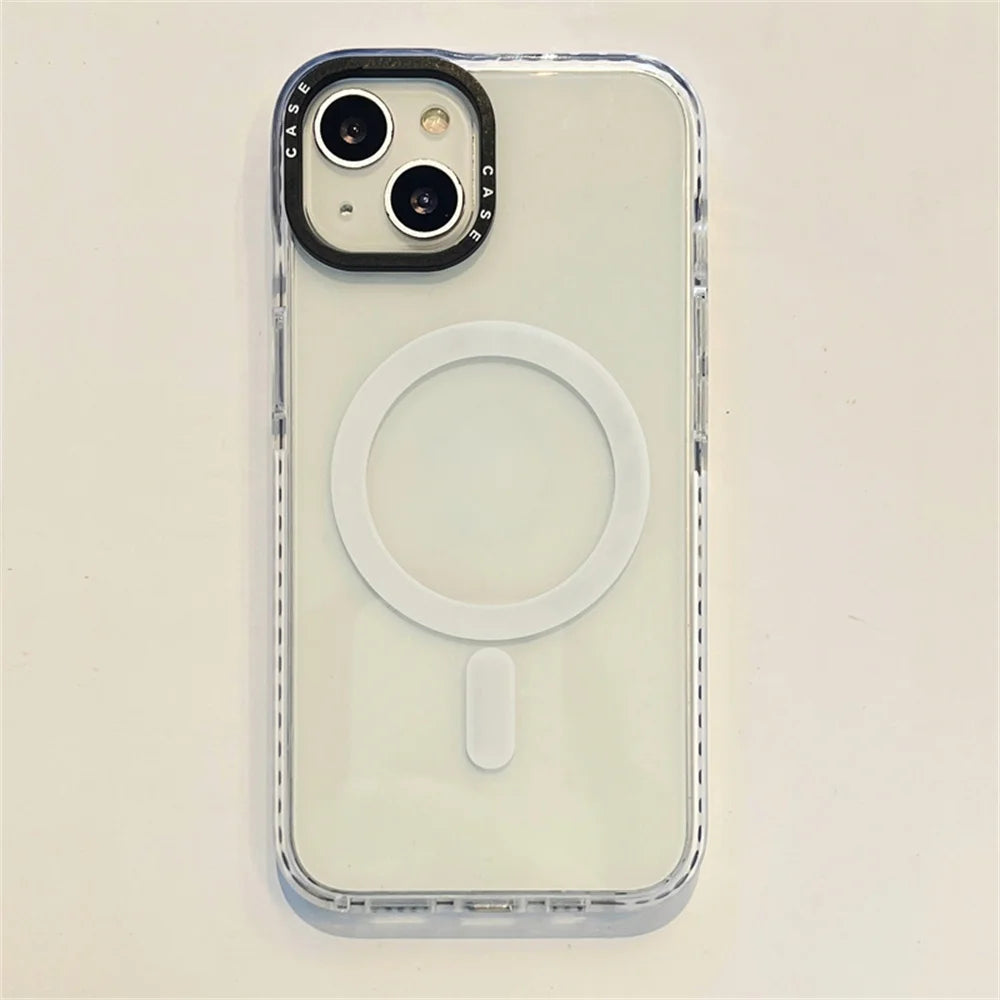 Magnetic Magsafe Clear Anti-fall Phone Case for iPhone 16 15 14 13 12 Pro MAX 16 15Plus Wireless Charger Bumper Cover Fundas