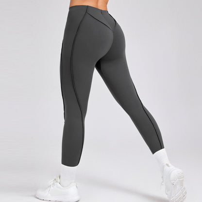 Women Nude Straps Yoga Pants Squat Proof Workout High Waist Leggings Fitness Pant Female Active Wear Legging