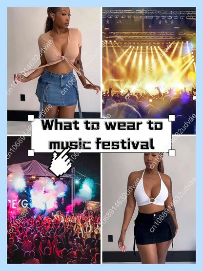 Women Cargo Skirt Denim Mini Low Waist Y2K Jean Skirts with Pockets