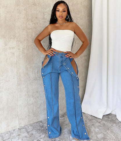 Jeans Women Denim Pant Long Pants Slim Fit Tight High Waist Solid Casual Regular Button Pocket Sexy Trousers Summer 2024