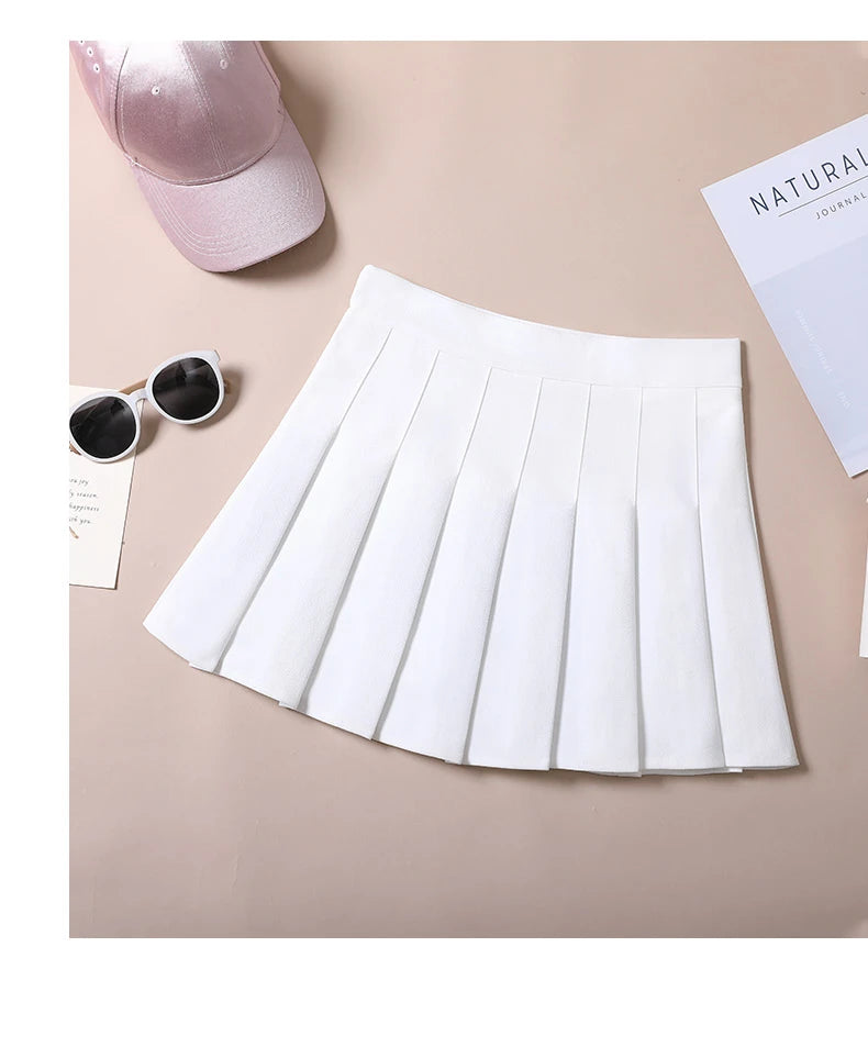 Women's Skirts Japanese Fashion School Clothes Brown Pleated Saias Femininas Girls Red Ropa Para Mujer Mini Skirt With Shorts