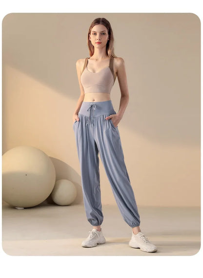 Women's Casual Loose Yoga Pants Dance Running Outdoor Sports Long Trousers Qui Dry Breathable Comfortable Sweatpants