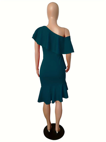 Dresses for Women Novelty Wedding Dress Off Back Shoulder Midi Ruffles Zipper Cocktail Elegant Prom Dresses