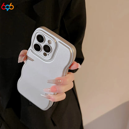 New Men Women Wave Phone Case For iPhone 12 13 14 15 16 Pro Max Shockproof Dissipate Heat Silicone Soft Cases Protective Shell