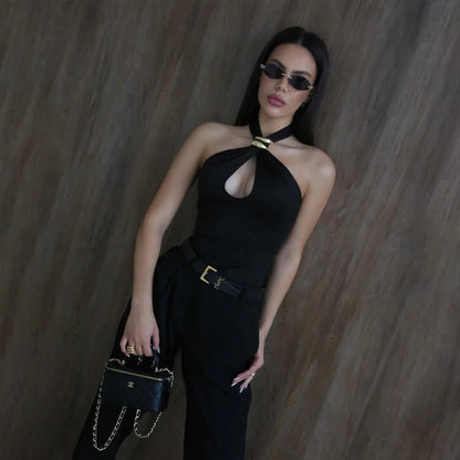 Summer Fashion Sexy Vest Top For Women Hollow Out Backless Twist Solid Cropped Y2k Top Patchwork Female Short Tank Top New 2025