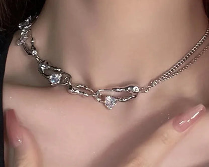 Japanese and Korean Fashion Necklace Women's Luxury Design Stitching Chain Necklaces