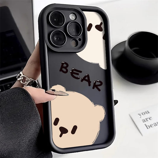 Cute Bear Phone Case For iPhone 13 Cases Iphone 11 15 Pro Max 16 14 12 XR XS X 7 8 Plus SE 15promax Soft Silicon Fundas Covers