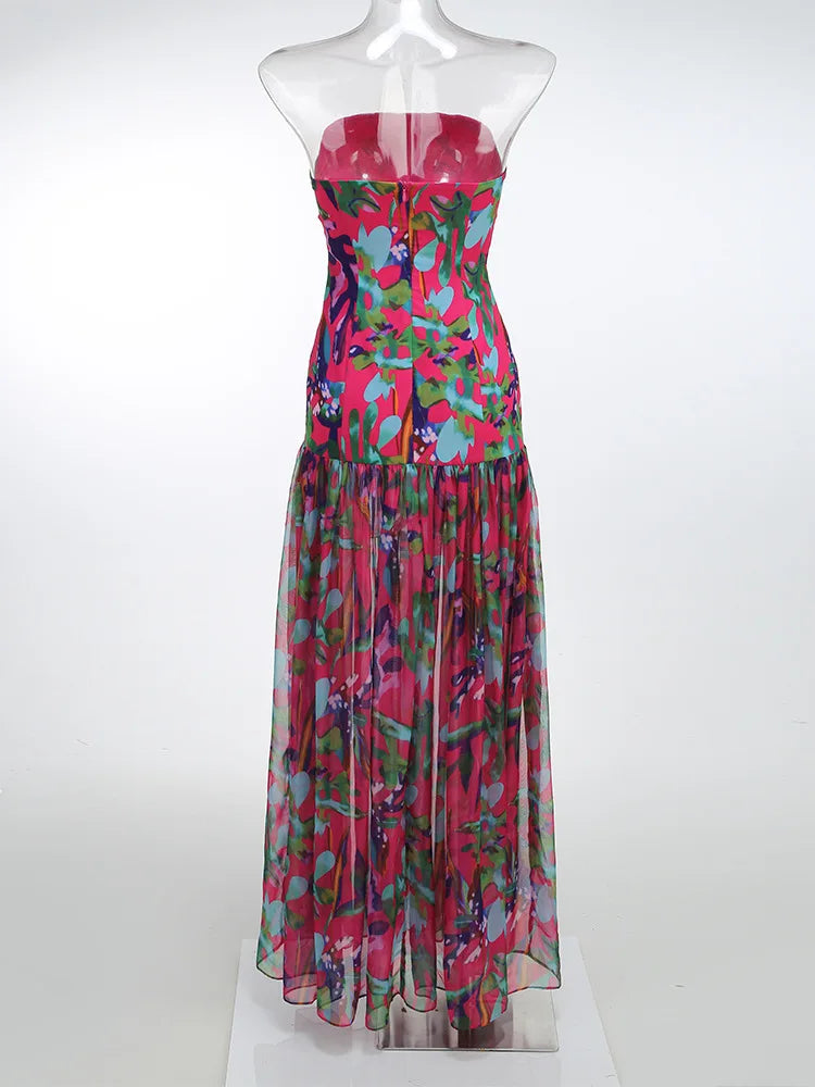 Birthday Dress for Women Brithday Party Outfits Sexy Strapless Prom Gown Retro Print Evening Dresses Luxury 2024 Woman Clothes