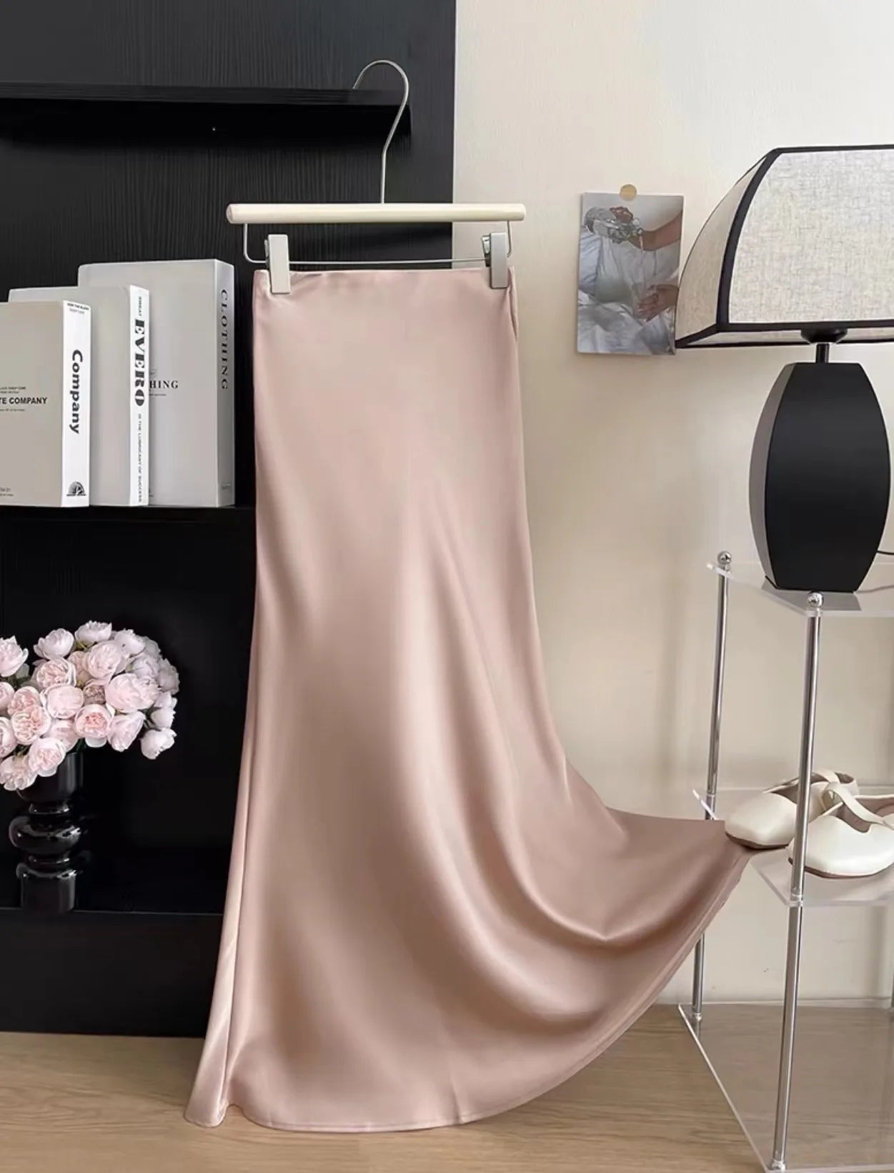 Long Skirts for Women High-waisted Thin Satin Acetate Silky Fishtail Skirt Korean Fashion Clothing Elegant Women's A-line Skirt