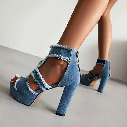 2024 New Designer Outdoor Fashion Summer Sandals High Heel Platform Women Shoes Comfortable Peep Toe Sandals Shoes for Women
