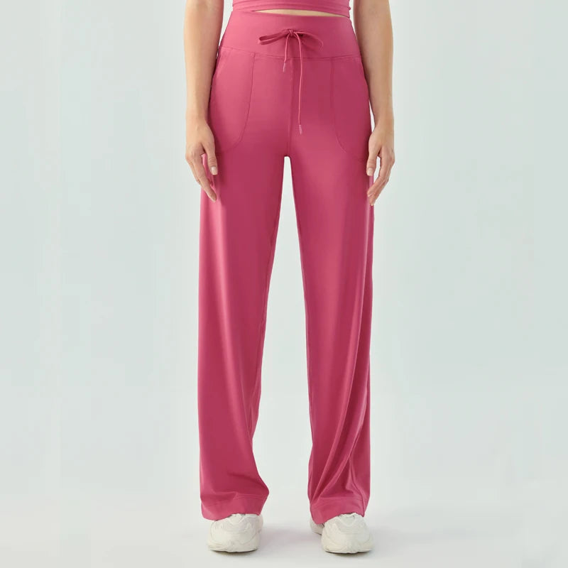 Yoga Pants Women Wide Leg Pants with Pockets High Waist Stretch Work Dress Pants Buttery Soft Casual Lounge Sweatpants Comfy