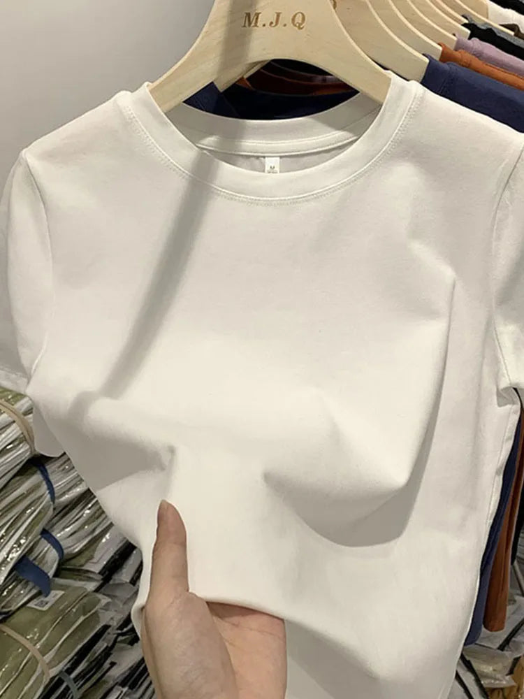 Women T Shirt Girls T-Shirt Woman Clothes Tops  Tshirt Female Short Sleeve Spring Tee Sexy Y2k Top White