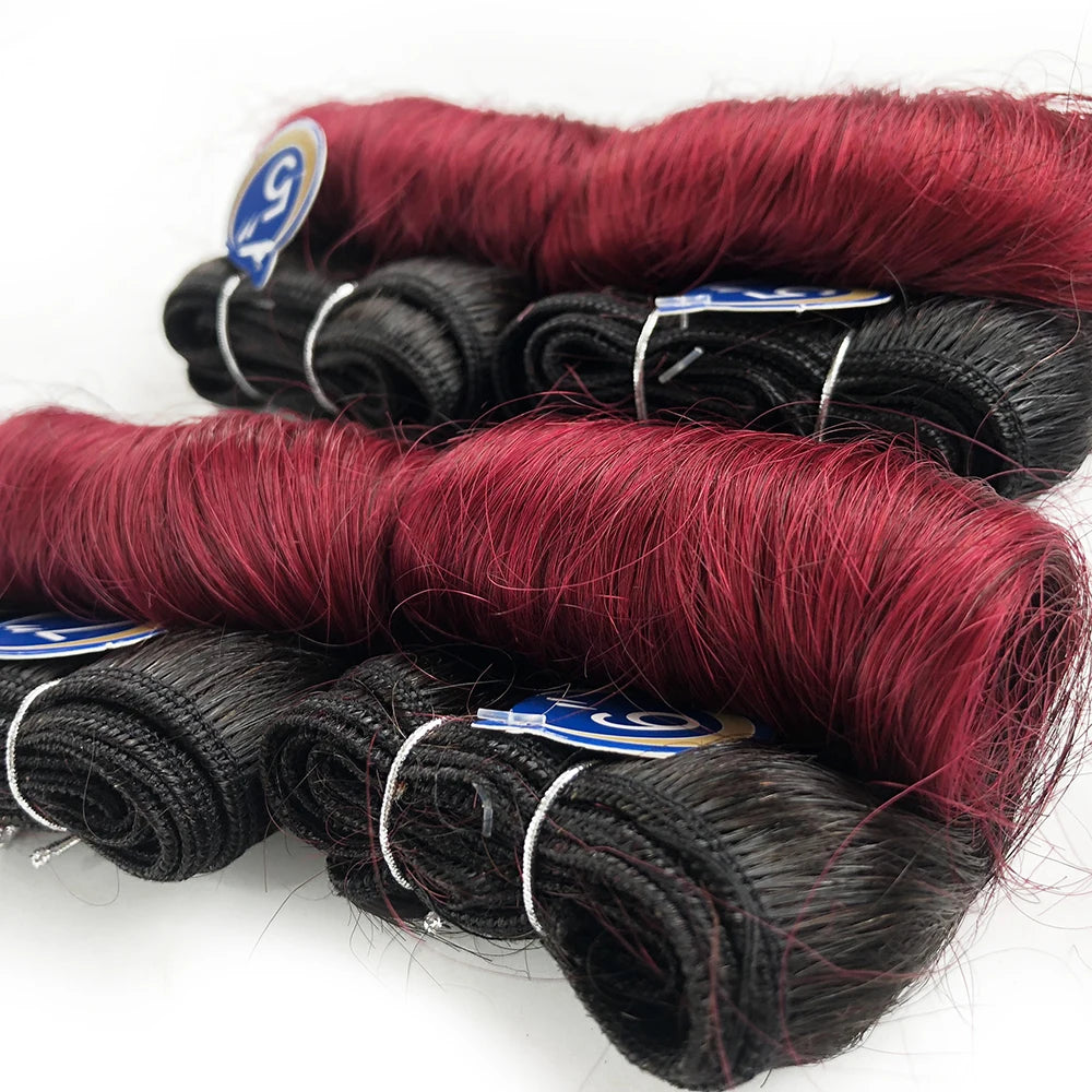 Brazilian Curly Hair Weave Bundles 100% Human Hair 4 Bundles Afro 1B 30 Burgundy Bundles Hair Extension 5 5 6 7 Inches Remy Hair