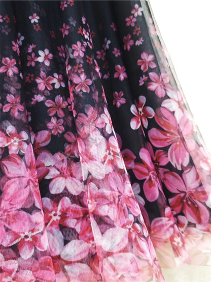 Skirt Women's Long Skirt 2024 New High Waist Slim A-line large Swing Skirt Female A-Line Skirts Summer Sakura Gradient Long Skir