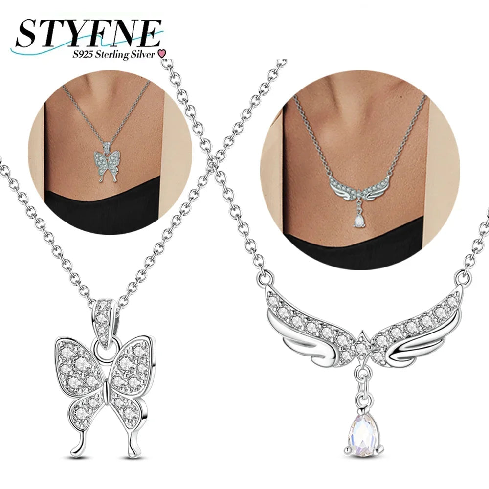 Women's Necklace 925 Silver Love letter Lucky Symbol Choker Necklaces Fit Women Fashion Anniversary Birthday Jewelry Gift