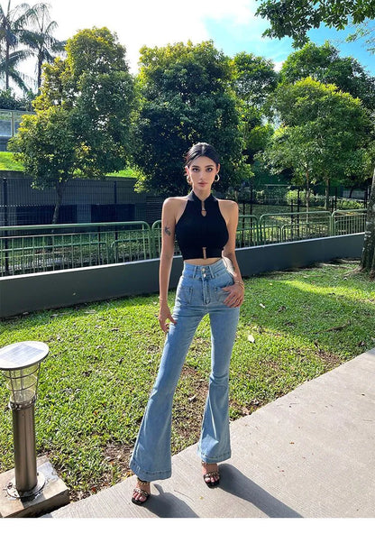 Women Y2K Sexy Tank Tops Chic Tops Halter Off Shoulder Crop Top Camis Elastic Slim Solid Knit Sports Solid Tank Tops 2024 Summer