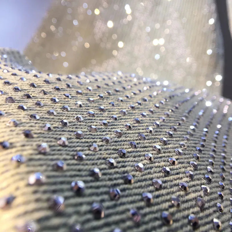 European Jeans, 2025 Spring Clothing New Heavy Industry Full Body Hot Diamond High Waist Skinny Wide Leg Straight Jeans Women