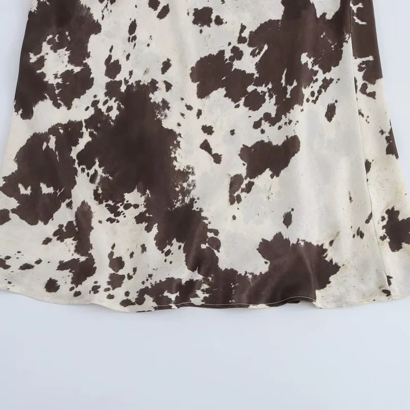 MUJER Print Satin Long Skirts for Women High Waist Midi Skirt Woman Spring Belt Women's Skirt Cylinder Vintage Women Skirt Sets