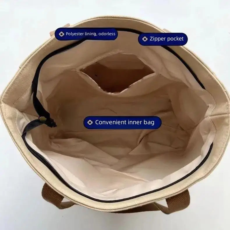 New Canvas Tote Bags for Women Large Capacity Single Shoulder Bag Student Classes Commute Carrying Bag Ladies Casual Handbags