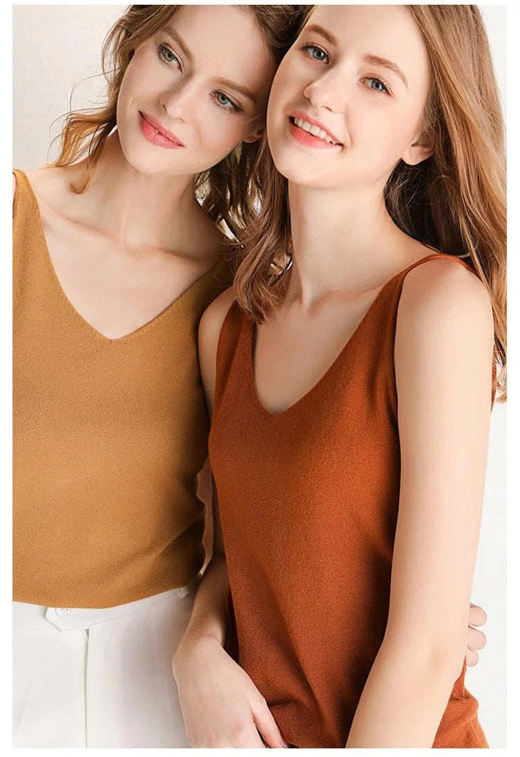 Women Knitted Top Straps Basic Summer Tank Tops For Women 2023 Camisoles T Shirts Women Tops Summer Pulovers Woman Summer Tops