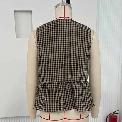 Women Tie Front Peplum Tank Tops Y2K Sleeveless Lace Up Ruffle Hem Babydoll Vest Shirts Cute Summer Going Out Crop Tops