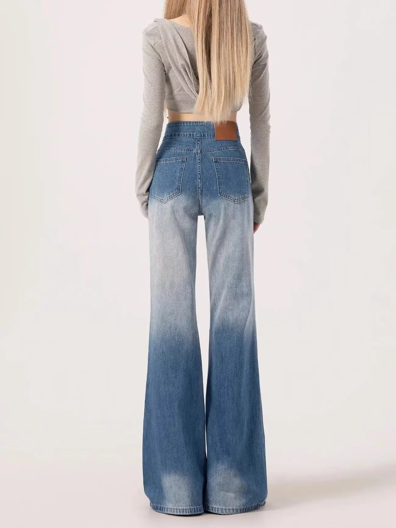 Slimming High-waisted Jeans for Women Spring Summer Pear-shaped Loose-fit Wide leg Jean Pants Bell Bottoms Female Denim Trousers