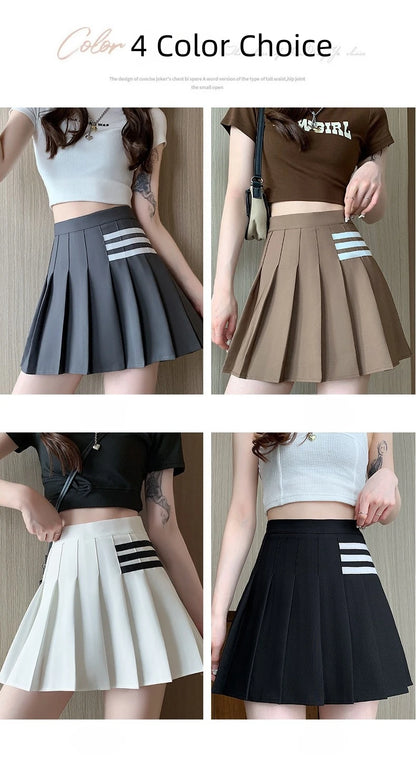 Women's Skirt With Shorts Summer Black Pleated Skirt For Girls Brown A Line High Waist Y2k Mini saias Spring Korea Style Clothes