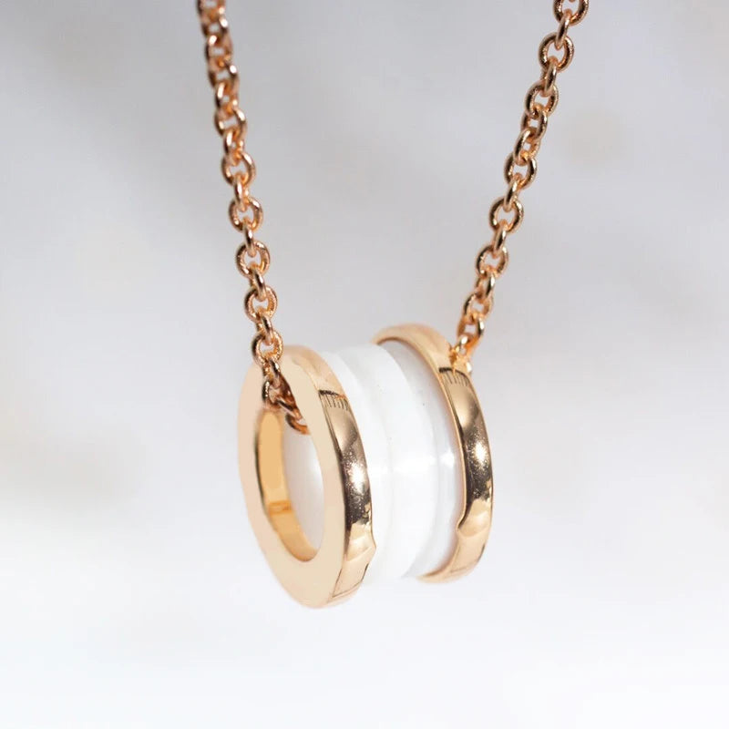 Classic S925 Sterling Silver Black and White Ceramic Necklace for Women Charm Fashion Luxury Jewelry Couple Party Gift