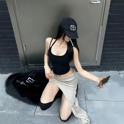 Slim Jupe Femme Été Korean Solid Color Skirts For Women Asymmetrical Y2k Clothes Fashion Clothing Sexy Mujer Conjuntos De Falda