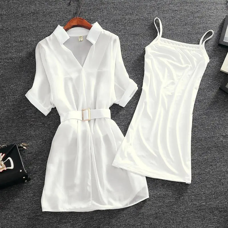 Female Dresses 2024 Chic and Elegant Pretty Clothing Chiffon Blazer Women's Dress Satin Silk White Formal Occasion X Fashion Y2k