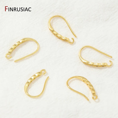 18K Gold Plated Brass Crystal Earrings Findings Earwire Clasps Hooks For DIY Women Handmade Earrings Accessories Wholesale