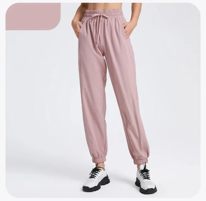 Elastic Waist Yoga Pants for Women Loose-Fitting Workout Pants Wide-Leg Drawstring Closure Stretchy High Waisted Jogging Jogger
