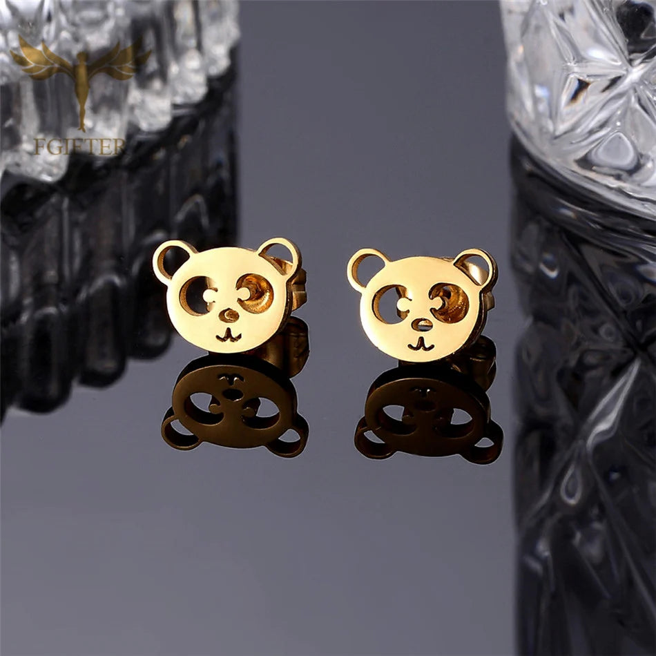 Wholesale Stainless Steel Earrings for Women Girl Animal Clover Flower Cat Bird Unicorn Bear Butterfly Dragonfly Dog Ear Studs