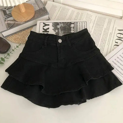 Girls Skirt 2023 New Fashionable Spring and Summer Elastic Waist Casual Simple Solid Color Sweet Girls Mini Skirts