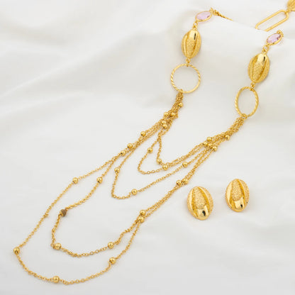 Long Necklaces with Earrings for Women Copper Waist Chain 110mm Vintage Pendant Trendy Wedding Party Jewelry Accessories Gifts