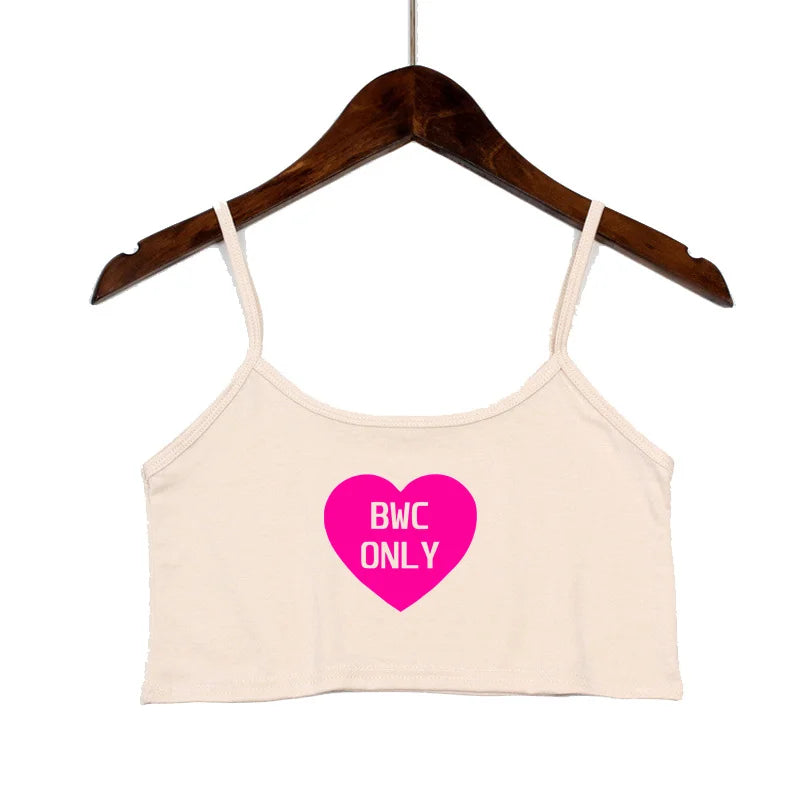 Sexy Tops for Women Hot Girls Clothes I Love BWC Black Crop Top Seamless Sleeveless Tank Tops Camis Backless Camisole White Top