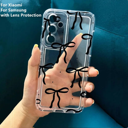 Pink Hear Bow Phone Case for Xiaomi Redmi Note 13 Pro Plus 5G 12 4G 11 10 Pro 9 11S 10S 9S  12C 13C Airbag Anti-fall TPU Cover