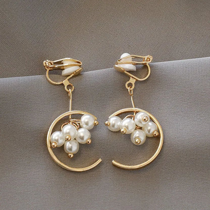 Korean Style Clip on Earrings No Pierced Earrings Women's Party Birthday Fashion Flower Heart Cute Cuff Earrings Ear Clip Gift